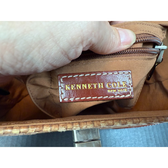 Kenneth Cole Leather and Straw Basket Top Handle Handbag Purse - Picture 11 of 16